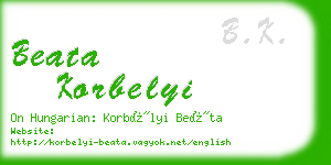 beata korbelyi business card